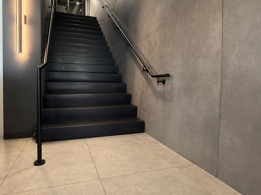 Completed commercial tile installation for a business interior