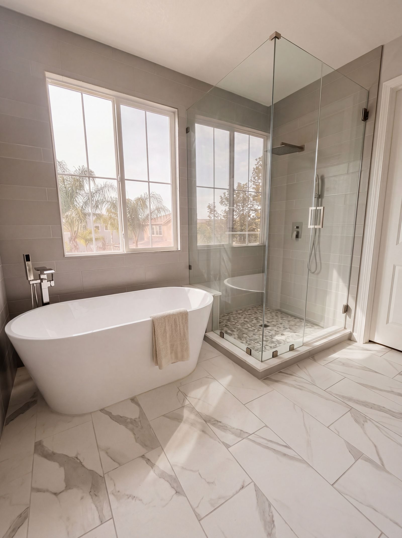 Finished tile installation with precise alignment and polished surface detail